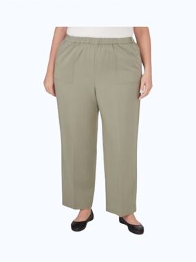 Alfred Dunner Womens Pants 22W  Green Dress Pockets Pull On Elastic Waist NWT